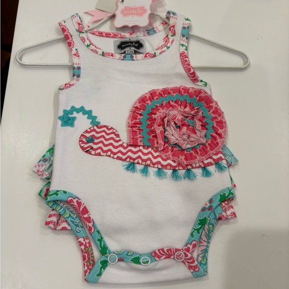 Mud Pie Other - Mud Pie Baby Bodysuit - Pink and Teal Accents